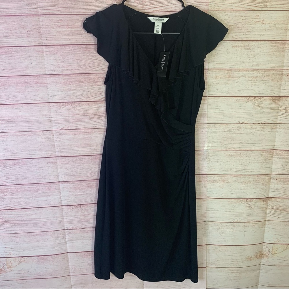 WHBM NWT Black Ruffle Neck Dress‎ Size XS